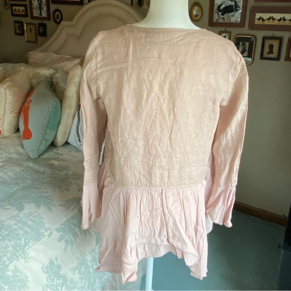 NWOT Made in Italy-Dusty Rose Linen Open Front Short Duster - Picture 4 of 10